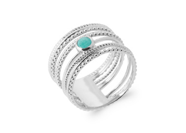 Bague argent 925 rhodié amazonite