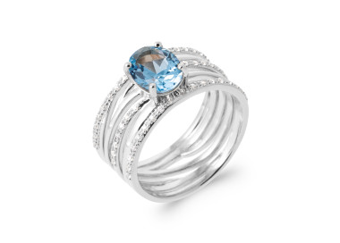 Bague argent 925 rhodié oxyde de zirconium pierre(s) synthétique(s)