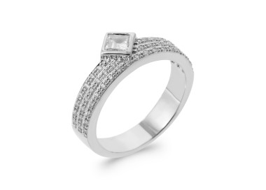 Bague argent 925 rhodié oxyde de zirconium