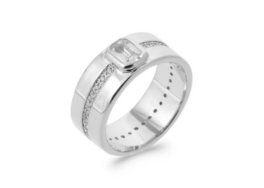 Bague argent 925 rhodié oxyde de zirconium