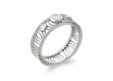 Bague argent 925 rhodié oxyde de zirconium