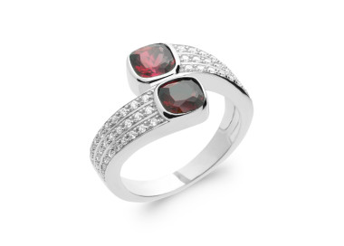 Bague argent 925 rhodié oxyde de zirconium pierre(s) synthétique(s)