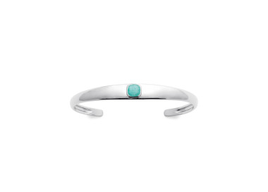 Jonc argent 925 rhodié amazonite