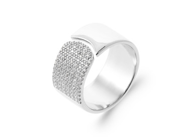 Bague argent 925 rhodié oxyde(s) de zirconium 