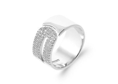 Bague argent 925 rhodié oxyde(s) de zirconium 