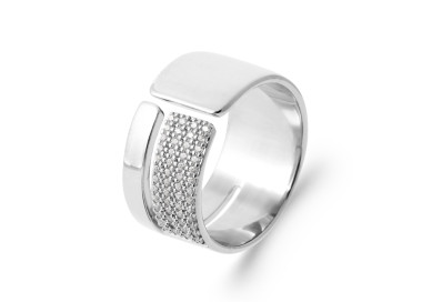 Bague argent 925 rhodié oxyde(s) de zirconium 