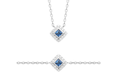 Collier argent 925 rhodié oxyde(s) de zirconium pierre(s) synthétique(s)