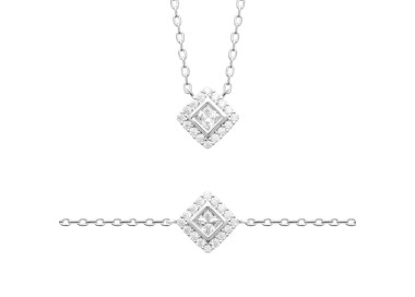 Collier argent 925 rhodié oxyde(s) de zirconium 