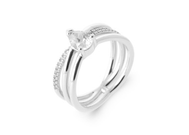 Bague argent 925 rhodié oxyde(s) de zirconium