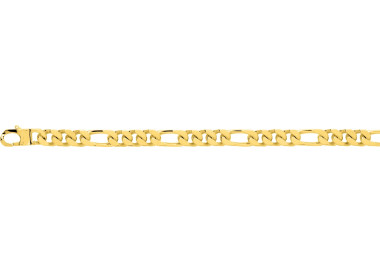 Bracelet chaîne figaro alterné 1+3 plaqué Or 22cm