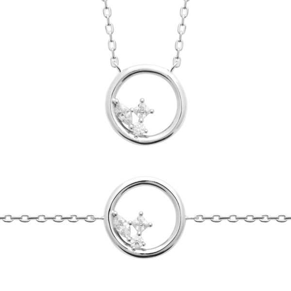 Collier argent 925 rhodié oxyde(s) de zirconium 