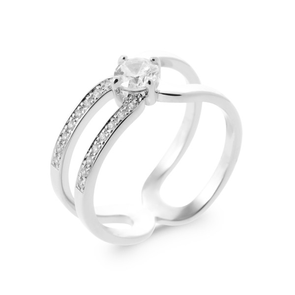 Bague argent 925 rhodié oxyde(s) de zirconium