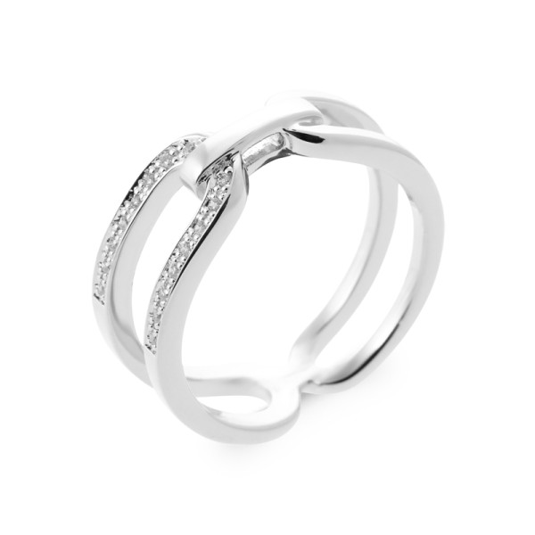 Bague argent 925 rhodié oxyde(s) de zirconium 