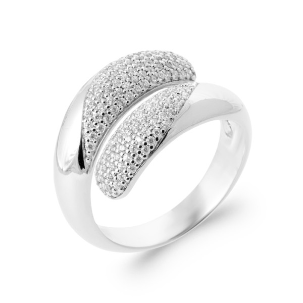 Bague argent 925 rhodié oxyde(s) de zirconium 