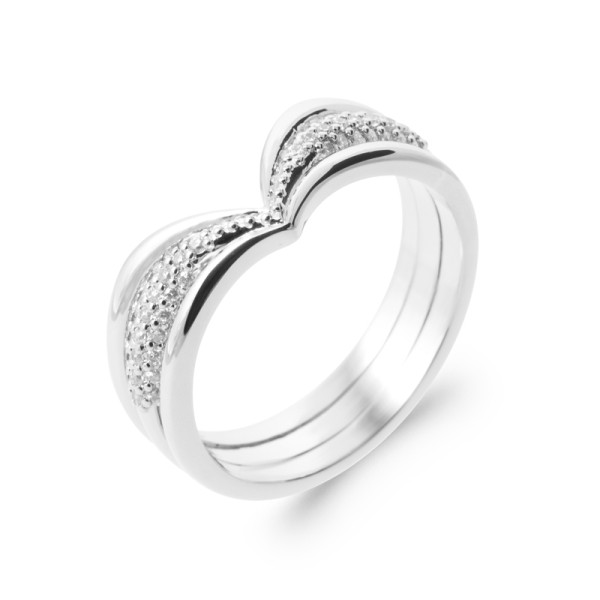 Bague argent 925 rhodié oxyde(s) de zirconium 