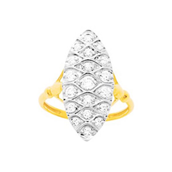 Bague plaqué Or oxyde de zirconium rhodium style marquise