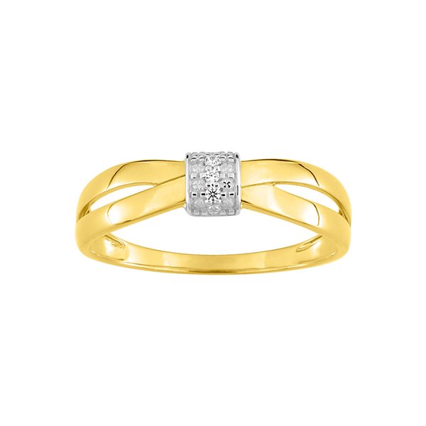 Bague diamant 0.02ct Or Jaune 375 rhodiée