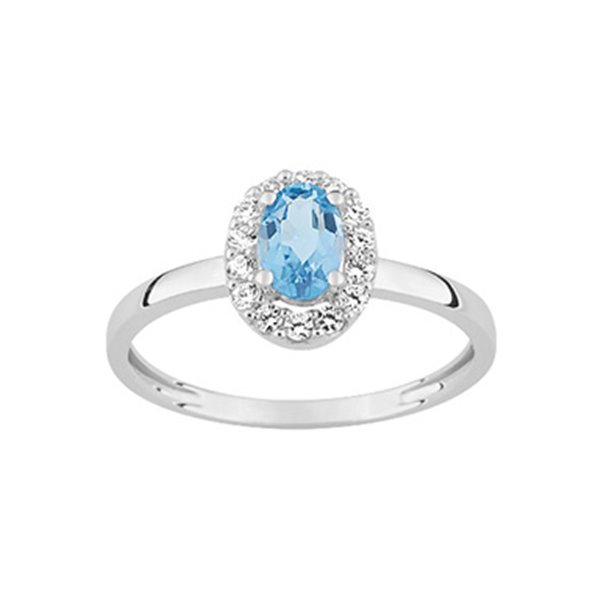 Bague oxyde(s) de zirconium topaze bleue traitée Or Blanc 375