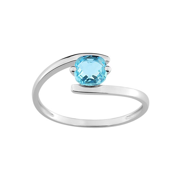 Bague topaze bleue traitée Or Blanc 750