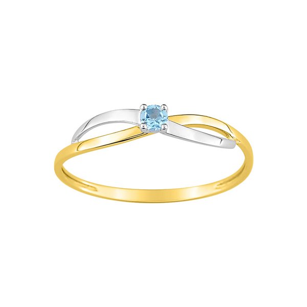 Bague topaze bleue traitée Or Jaune 750 rhodiée