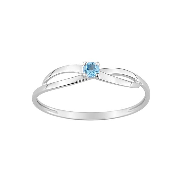 Bague topaze bleue traitée Or Blanc 750