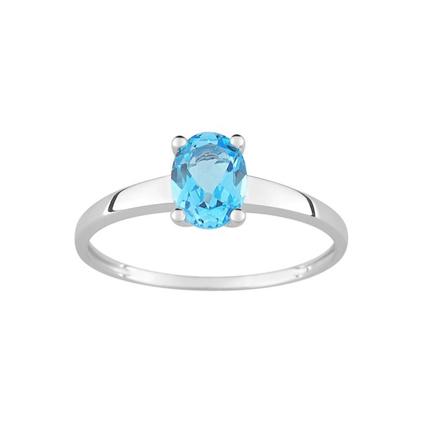 Bague topaze bleue traitée Or Blanc 750