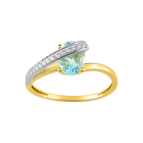 Bague aigue-marine Or Jaune 750 rhodiée