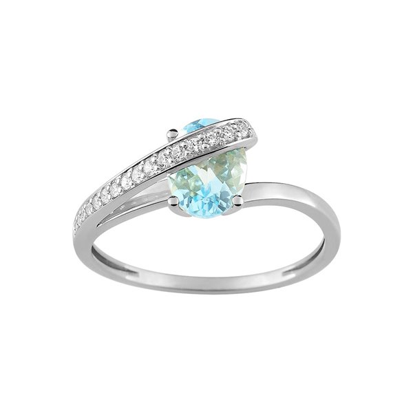 Bague aigue-marine Or Blanc 750