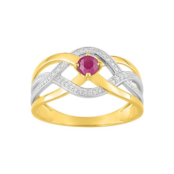 Bague rubis Or Jaune 750 rhodiée