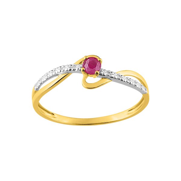 Bague rubis Or Jaune 750 rhodiée