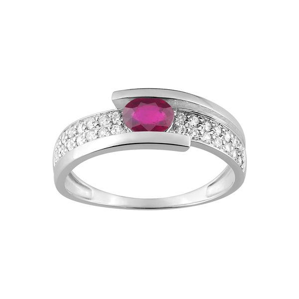 Bague rubis oxyde(s) de zirconium Or Blanc 750