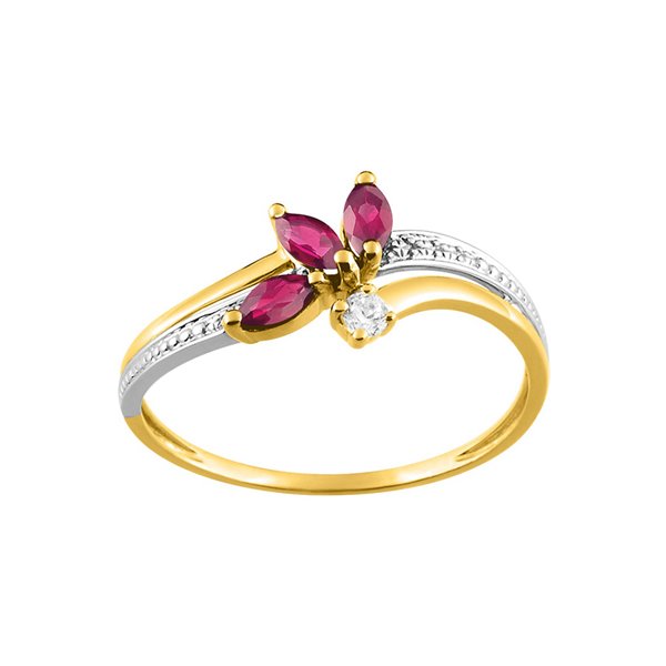 Bague rubis oxyde(s) de zirconium Or Jaune 750 rhodiée