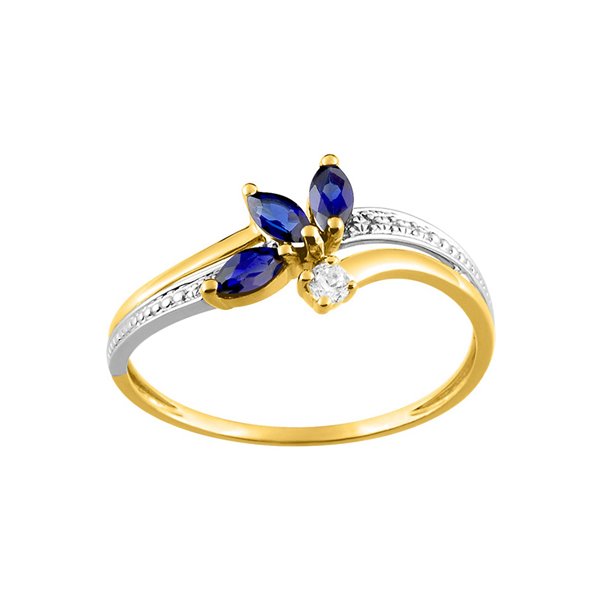 Bague saphir oxyde(s) de zirconium Or Jaune 750 rhodiée