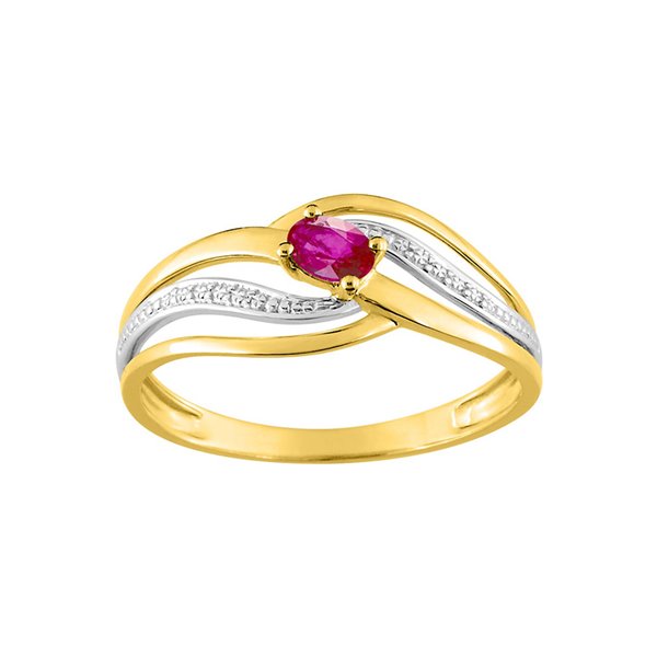 Bague rubis Or Jaune 750 rhodiée