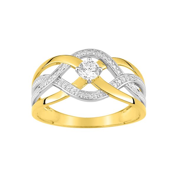 Bague oxyde(s) de zirconium Or Jaune et blanc Or 750