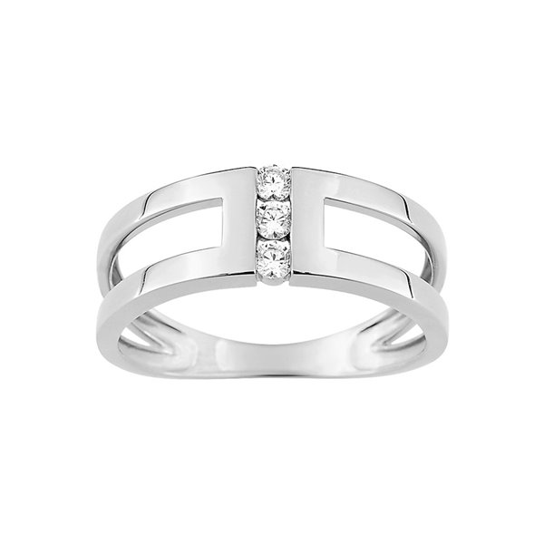 Bague oxyde(s) de zirconium Or Blanc 750