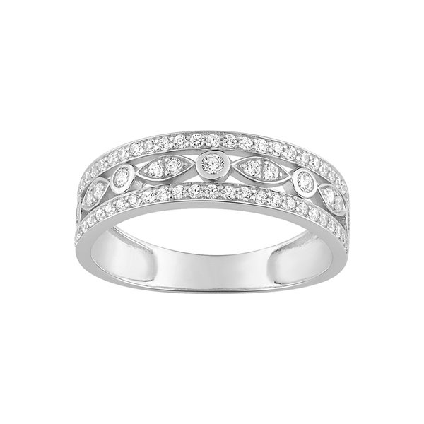 Bague oxyde(s) de zirconium Or Blanc 750