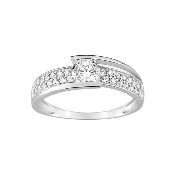 Bague oxyde(s) de zirconium Or Blanc 750