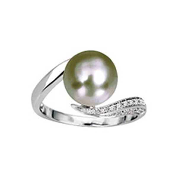 Bague perle de culture de Tahiti Or Blanc 750