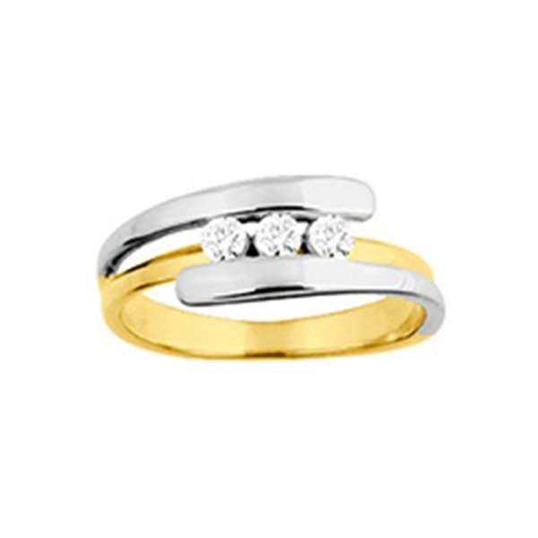 Bague trilogie oxyde(s) de zirconium Or Jaune et blanc Or 750