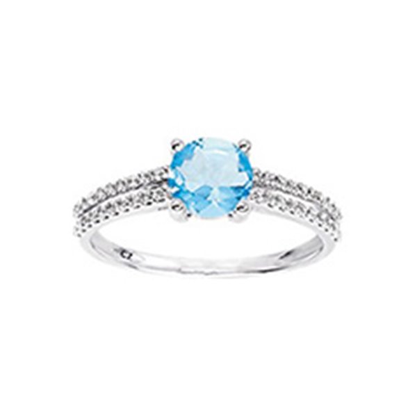 Bague topaze bleue traitée oxyde(s) de zirconium Or Blanc 750