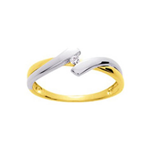 Bague diamant 0.03ct Or Jaune et blanc Or 750