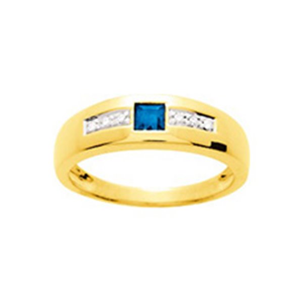 Bague saphir 0.28c diamant 0.03ct Or 750