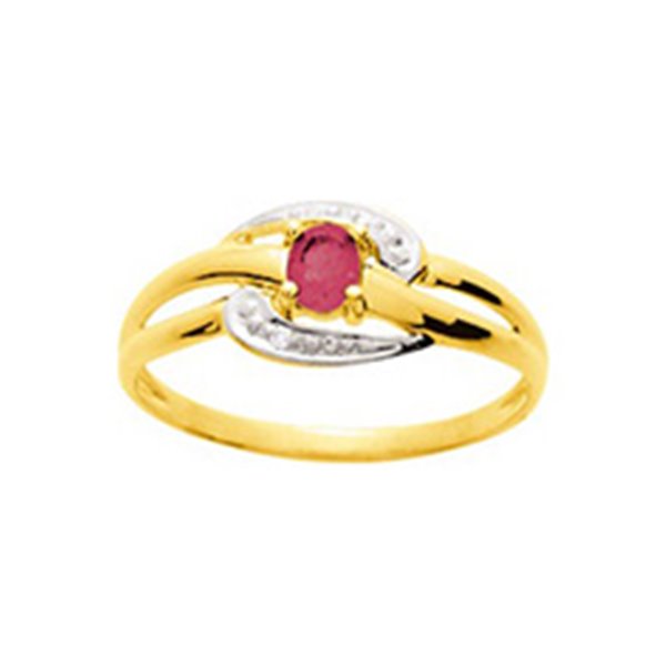 Bague rubis 0.21c diamant 0.01ct Or 750