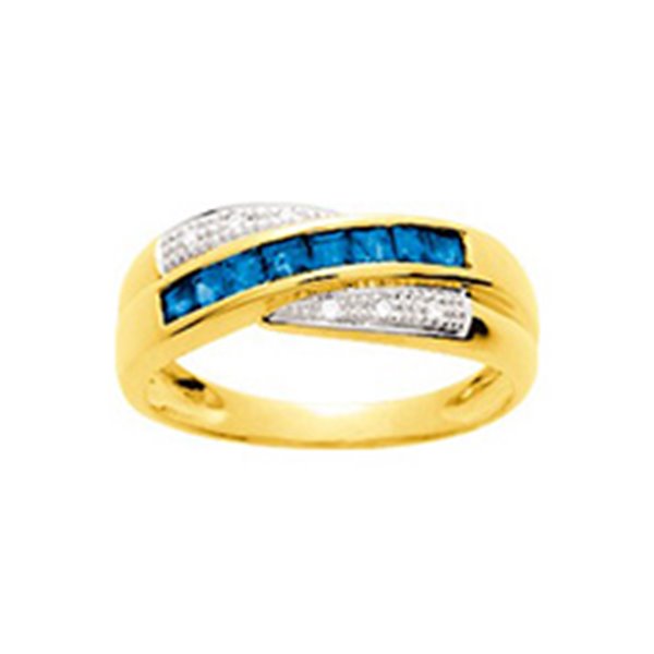 Bague saphir 0.56c diamant 0.03ct Or 750