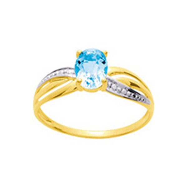 Bague topaze bleue traitée Or Jaune 750