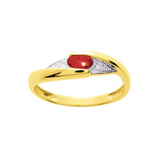 Bague rubis 0.30c diamant 0.02ct Or 750