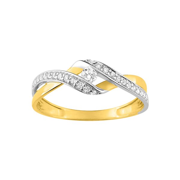 Bague oxyde(s) de zirconium Or Jaune 750 rhodiée