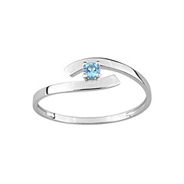 Bague topaze bleue traitée Or Blanc 750