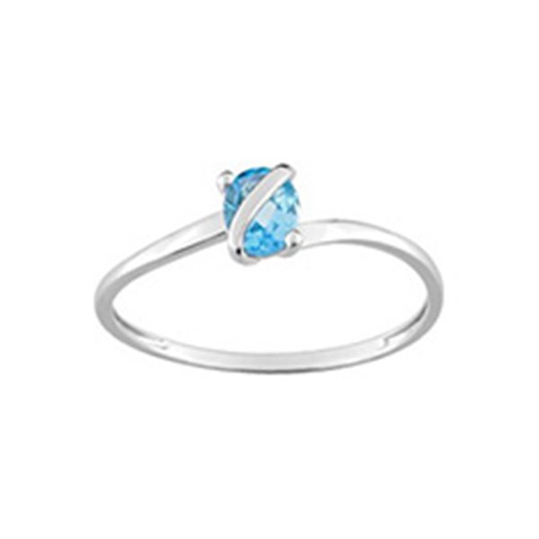 Bague topaze bleue traitée Or Blanc 750